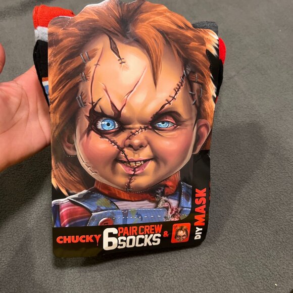 New Chucky Socks 6 pairs & DIY Mask Kit Child's Play Halloween Fun Activity - Picture 1 of 6